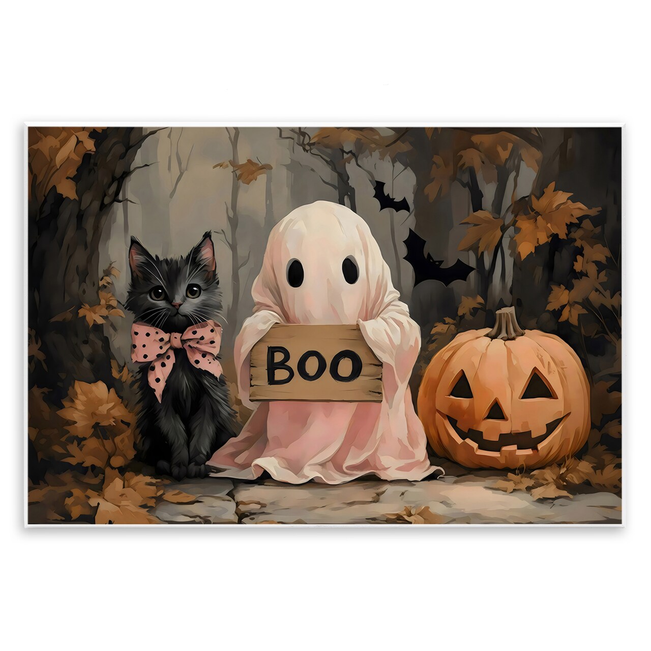 Stupell Industries Cute Halloween Boo Portrait Wall Plaque, design by Arlington Prints